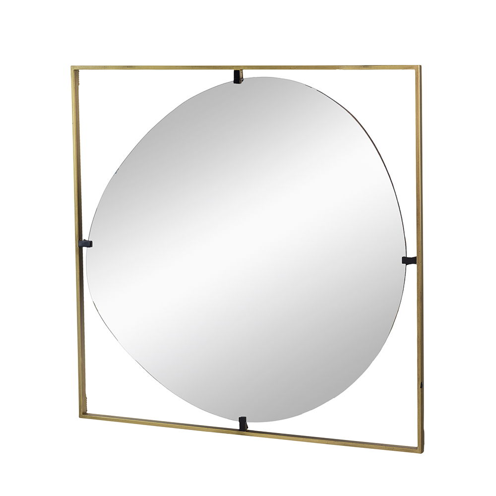 Poppy Mirror With Metal Frame Contemporary Design For Bathroom, Entryway Wall Decor