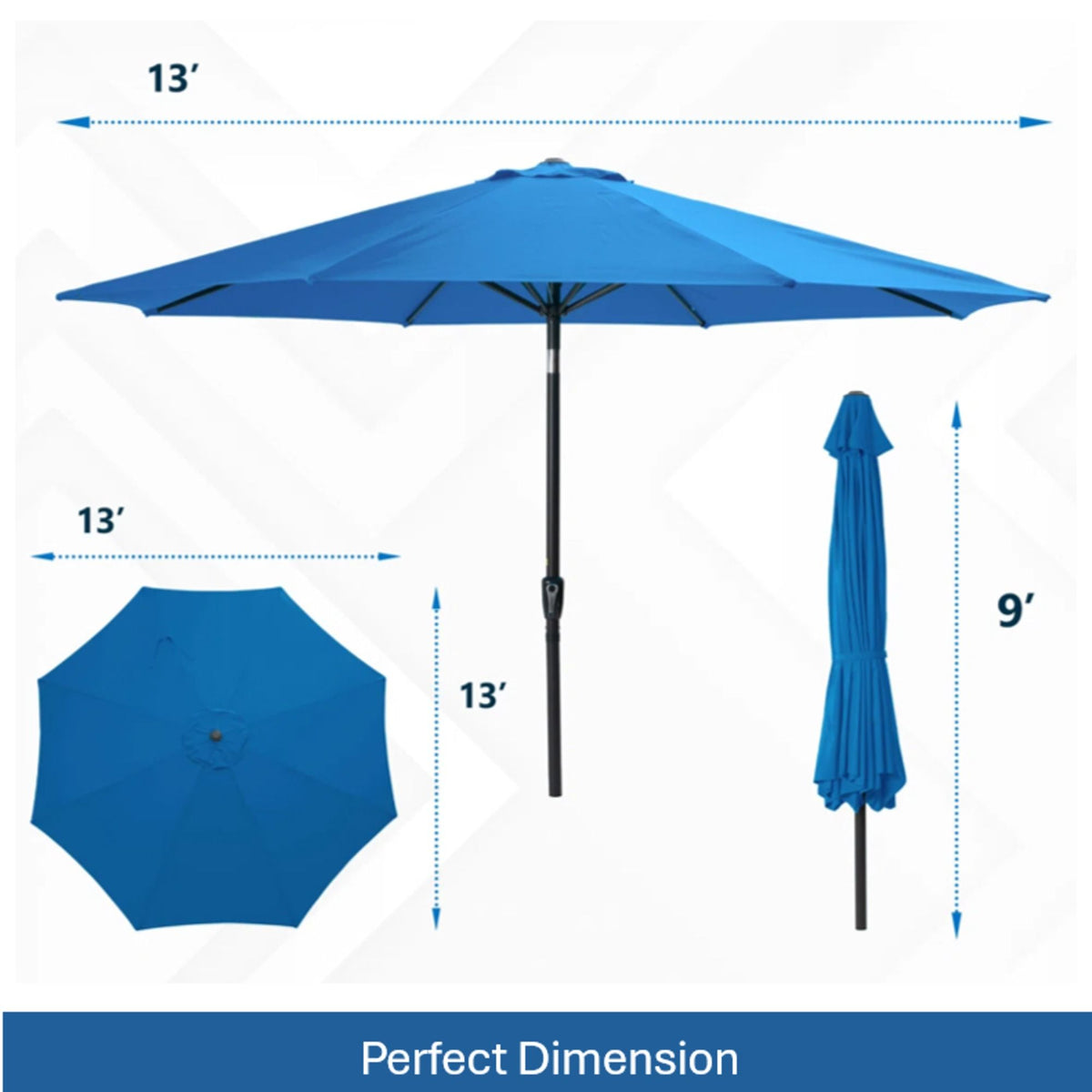 Patio Umbrella With Crank Lift And Tilt, UV-Resistant Canopy