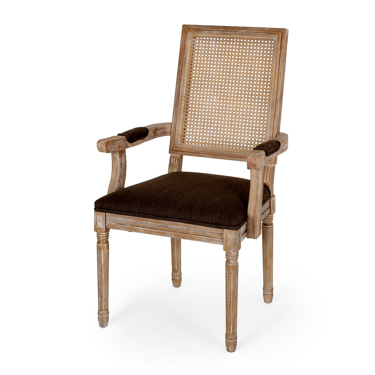 Elegant French Country Style Dining Chair With Cane Backrest