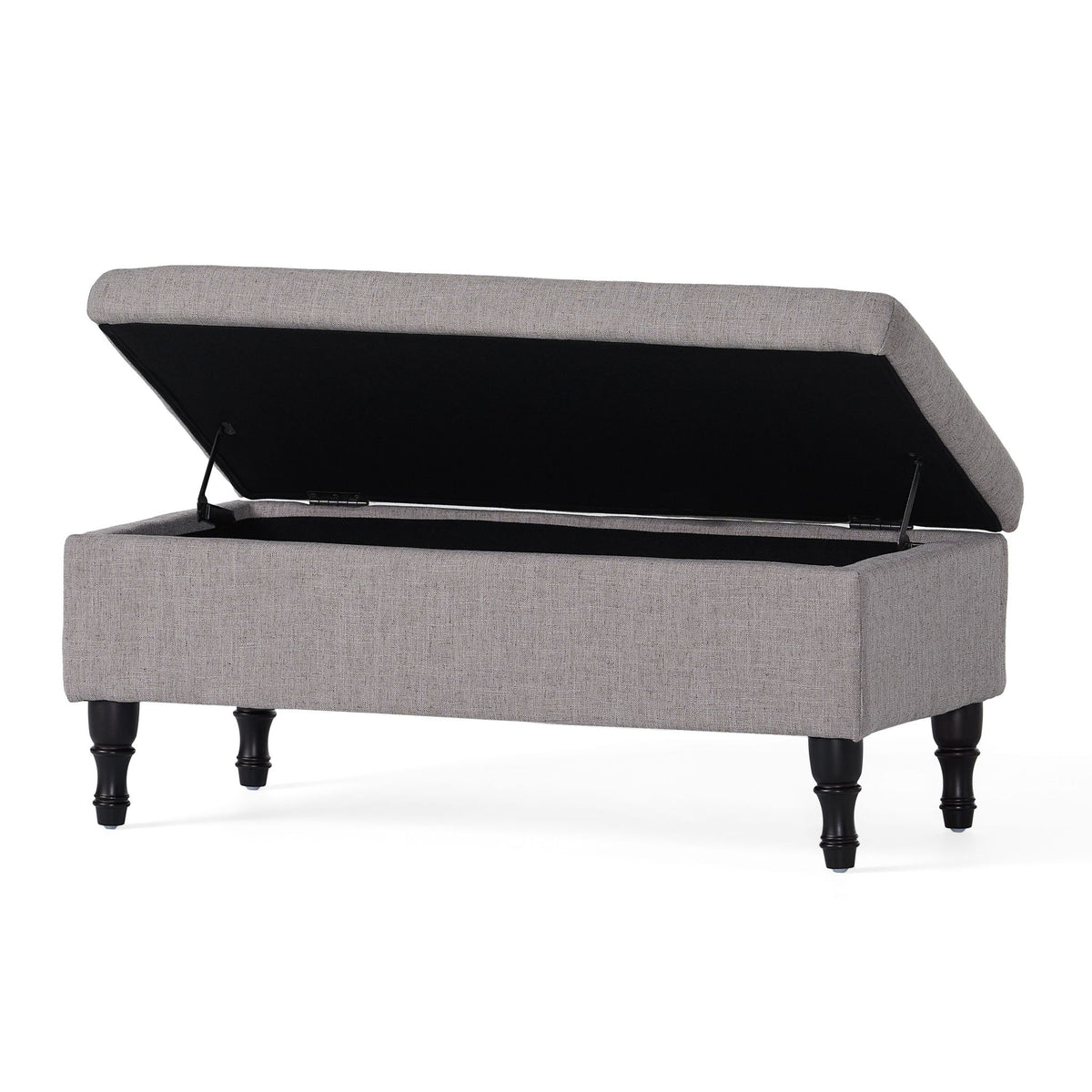 Dean - Fabric Storage Wide Tufted Rectangle Ottoman - Gray