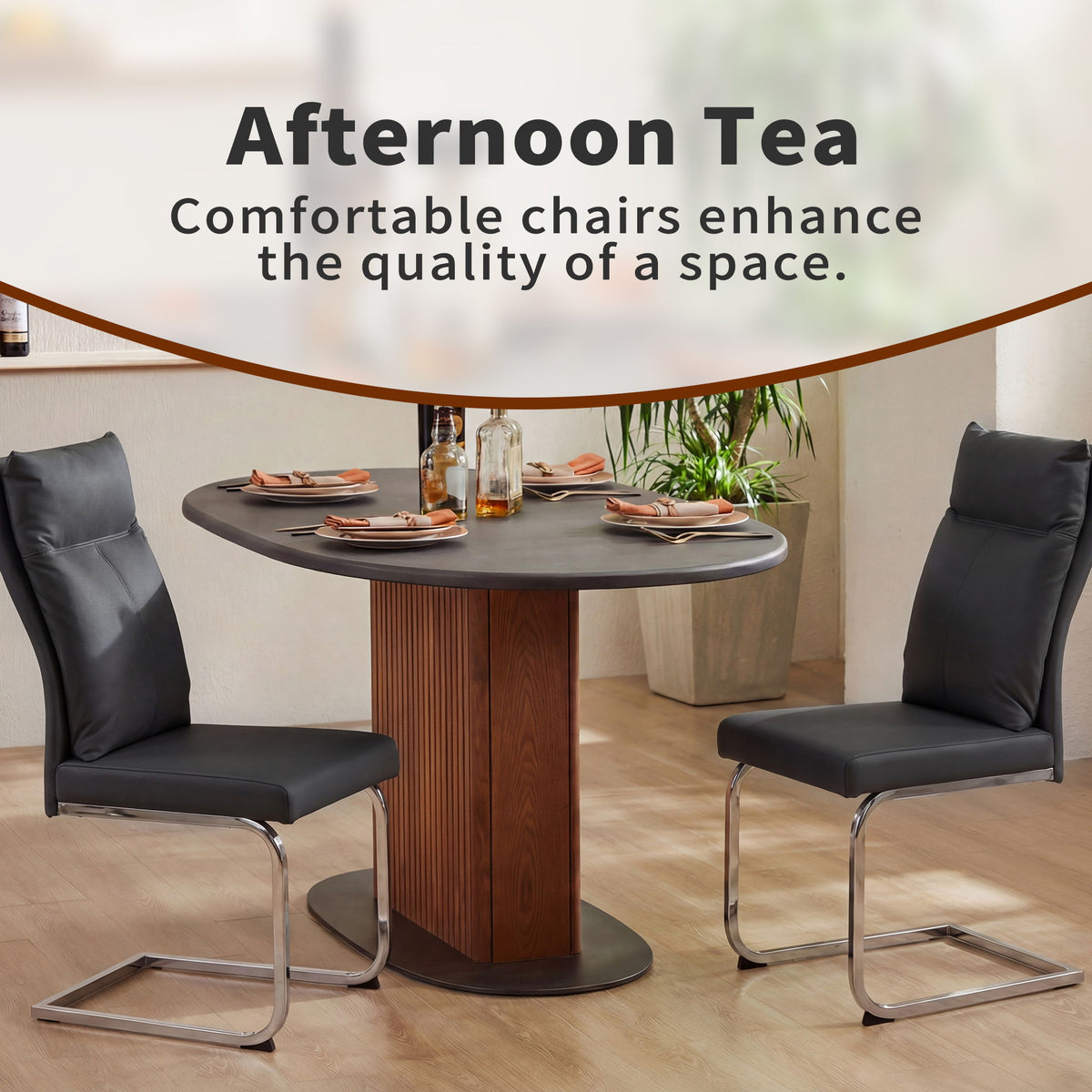 Modern Dining Chair SetWith Soft Cushion Backrest (2 Pieces)