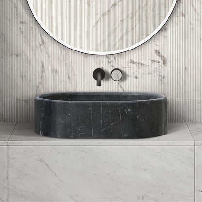 Vessel Sink, Oval Basin, Solid Above-Counter Vanity, Bowl For Master Bathroom - Dark Gray