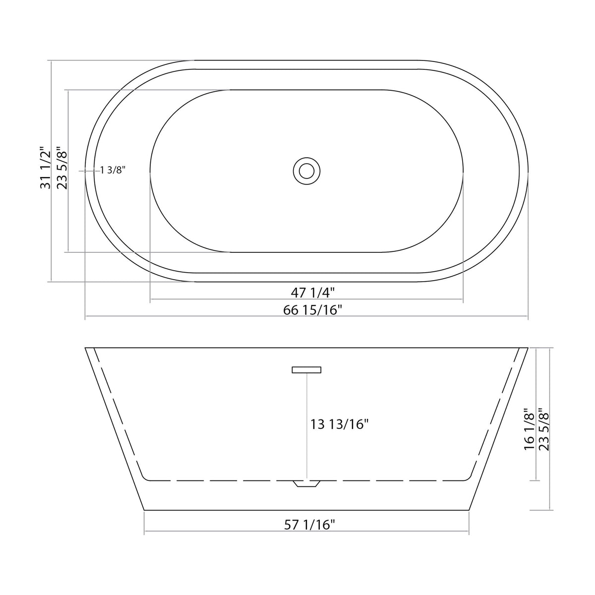 Gloss Freestanding Bathtub With Overflow & Pop Up Drain, Stand Alone Soaking Tub