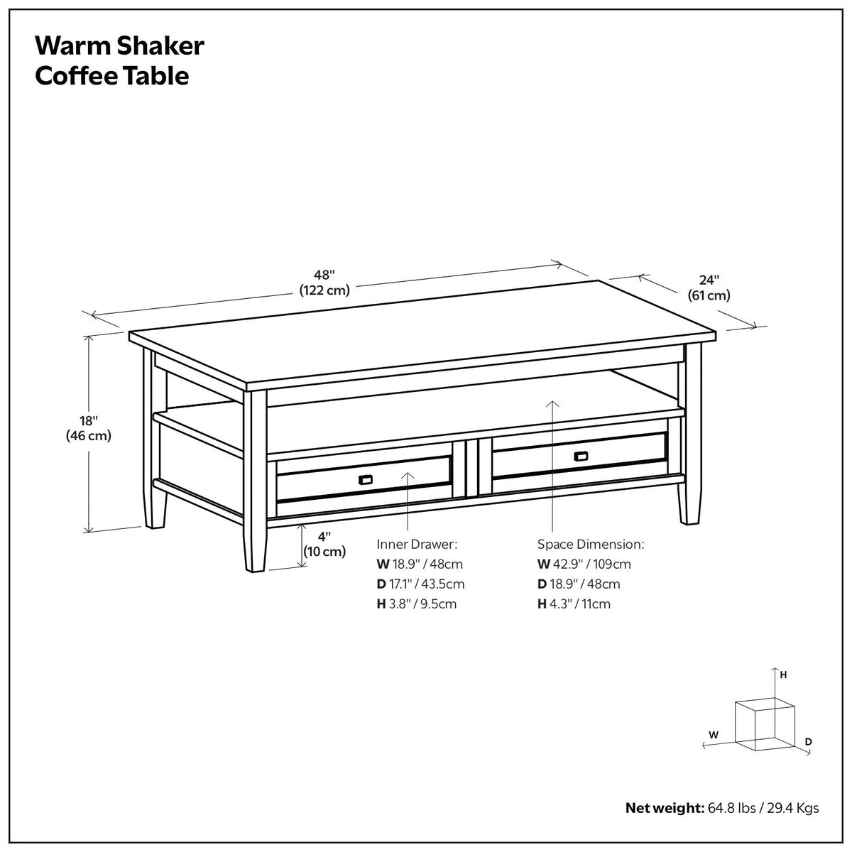 Warm Shaker - Coffee Table With Functional Storage