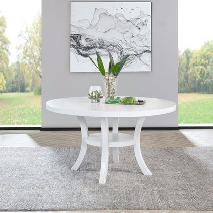 Tyler - Round Dining Table With Shelf Round Table - White