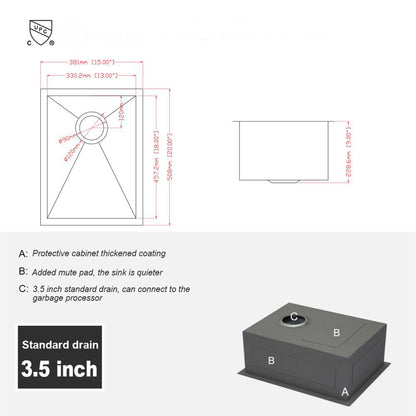 Modern Style Undermount Sink With Stainless Steel, Deep Single Bowl