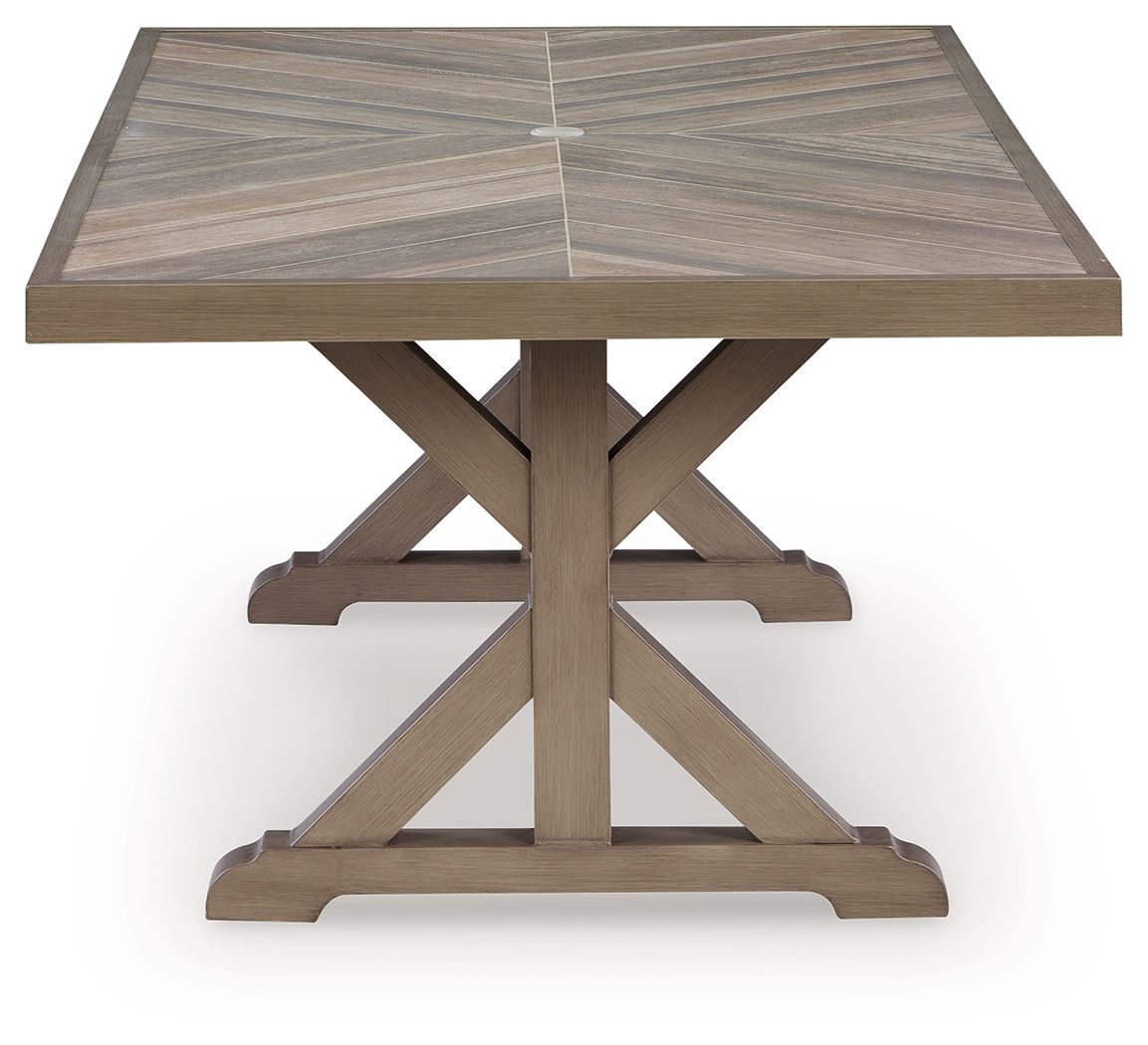 Laguna Heights - Rectangular Dining Table With Umbrella Option - Beige