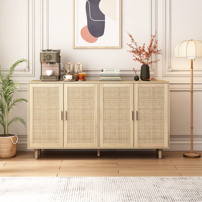 Elegant And Functional Rattan Decorative Storage Cabinet With 4 Doors