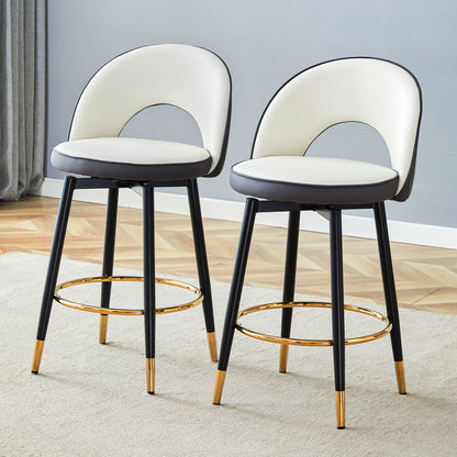 Upholstered Rotatable Bar Chair With Metal Legs For Dining Room