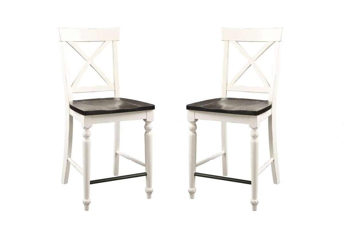 24" Tall Bar Stools (Set of 2) - Brown / White