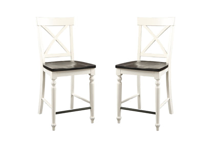 24" Tall Bar Stools (Set of 2) - Brown / White