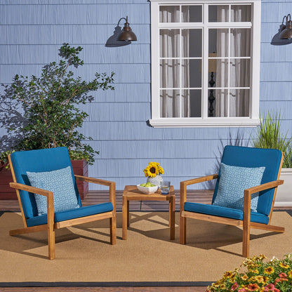 Celestaria - 3 Piece Outdoor Chat Set With Adirondack Chairs, Cushions And Side Table
