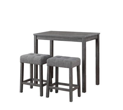 Lux - 3 Piece Counter Height Pub Table With Tufted Stools (Set of 3)
