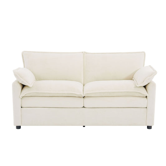 Modern Loveseat Sofa, Upholstered Couch With Side Storage Pockets