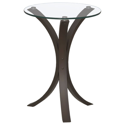 Helena - Round Glass Top Accent Side Table - Cappuccino