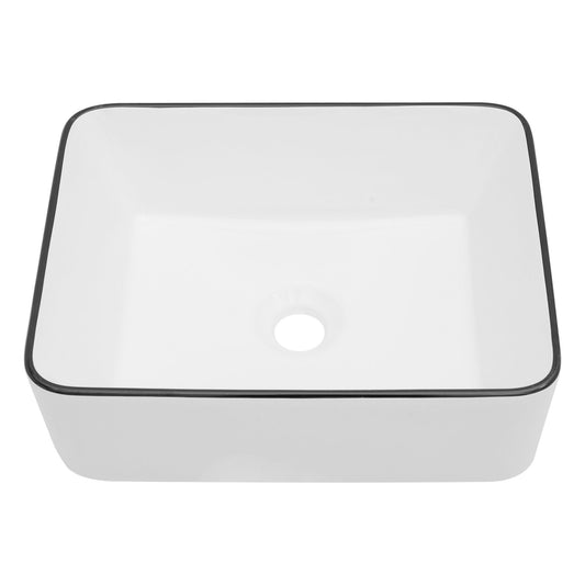 Modern European Style Ceramic Rectangular Vessel Bathroom Sink