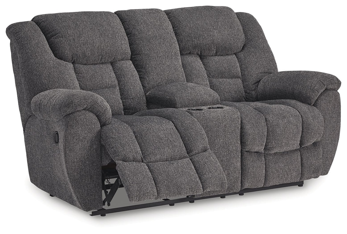 Foreside - Dbl Reclining Loveseat with Console - Charcoal