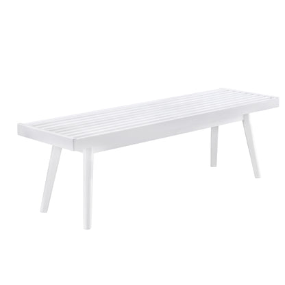 Larwich - Solid Wood Slatted Bench - White
