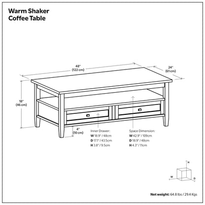 Warm Shaker - Coffee Table - Distressed Gray