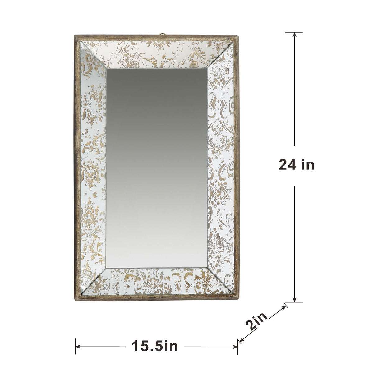 Antique Rectangle Mirror With Floral Accents, Mirrored Display Tray, Hanging Wall Mirror