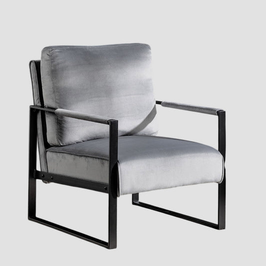 Accent Chair With Durable Square Frame, Armchair Upholstery - Gray