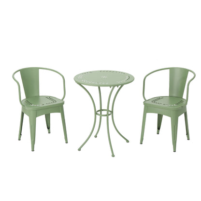 Ambrosia - 3 Piece Bistro Set With Leaf Motifs Top And Seat