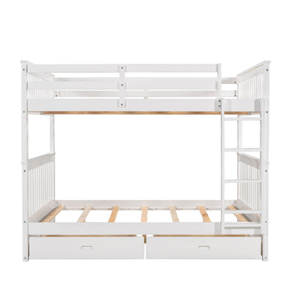 Bunk Bed With Ladders And 2 Storage Drawers