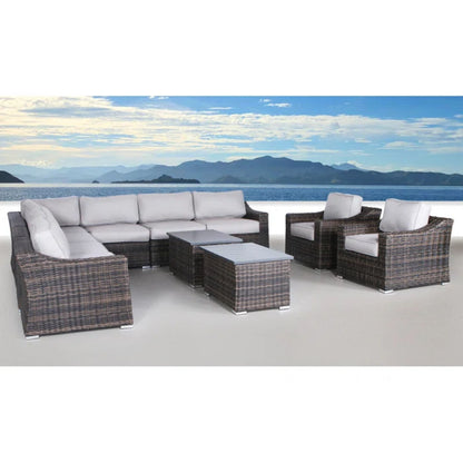 Resort 8 Person Wicker Patio Seating Set With Cushions - Espresso