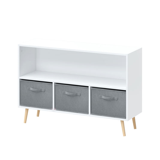 Bookcase With Collapsible Drawers, Book Display Organizer