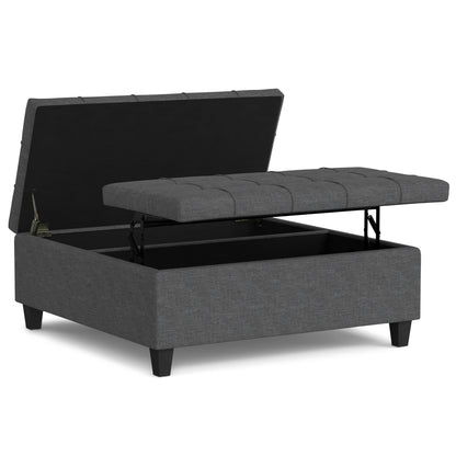 Harrison - Multifunctional Large Square Coffee Table Storage Ottoman - Gray