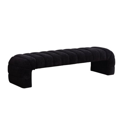 Modern Upholstered Armless Bed Bench With Channel Tufted Design