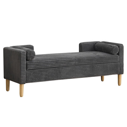 Upholstered Flip Top Storage Bench, Armrests & Backrest For Bedroom - Charcoal