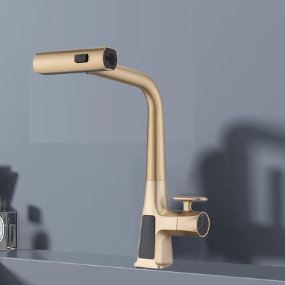Waterfall Kitchen Faucet With Temperature Display And Pull Down Sprayer