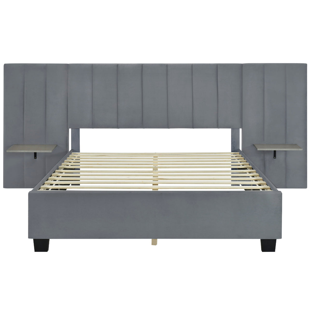 Upholstered Platform Bed With Big Headboard