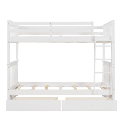 Bunk Bed With Ladders And 2 Storage Drawers