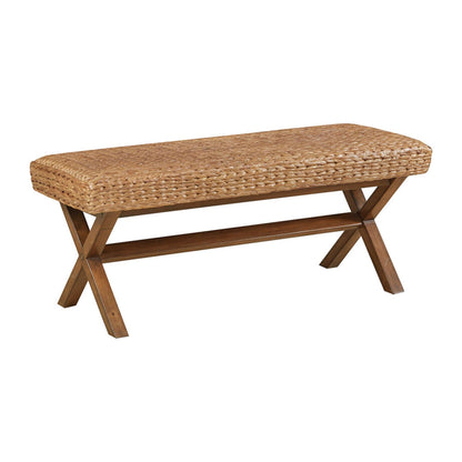 Bench With Water Hyacinth Seat - Brown