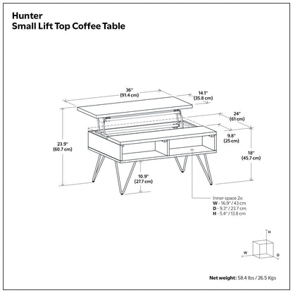 Hunter - Lift Top Coffee With Hidden Storage - Oak