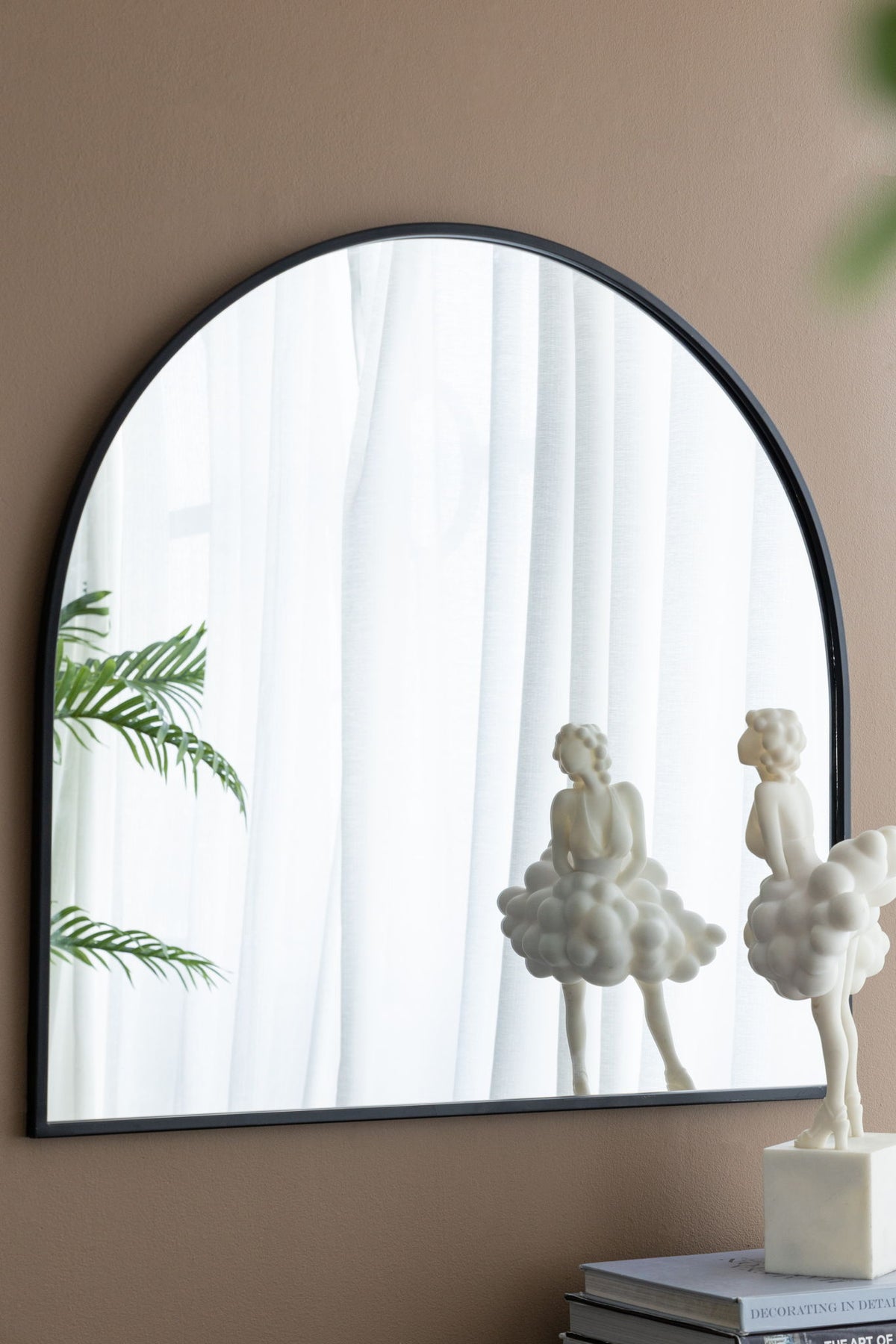 Arched Mirror With Metal Frame, Wall Mirror For Living Room Bedroom Entryway