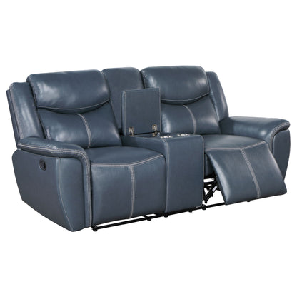 Stanwicke - Motion Reclining Loveseat With Console - Blue