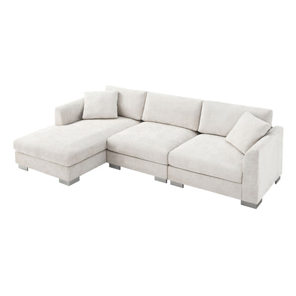 Modern Cloud Sectional Sofa L Shaped Luxury Couch Set With 2 Free Pillows 4 Seat With Oversized Chaise