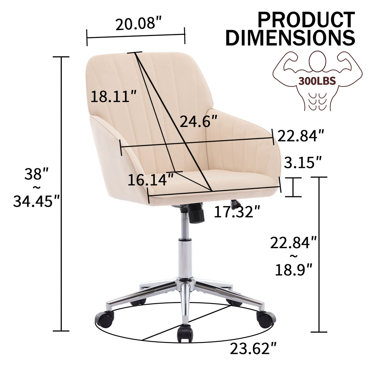 Adjustable Ergonomic Office Chair, Swivel Backrest Seat