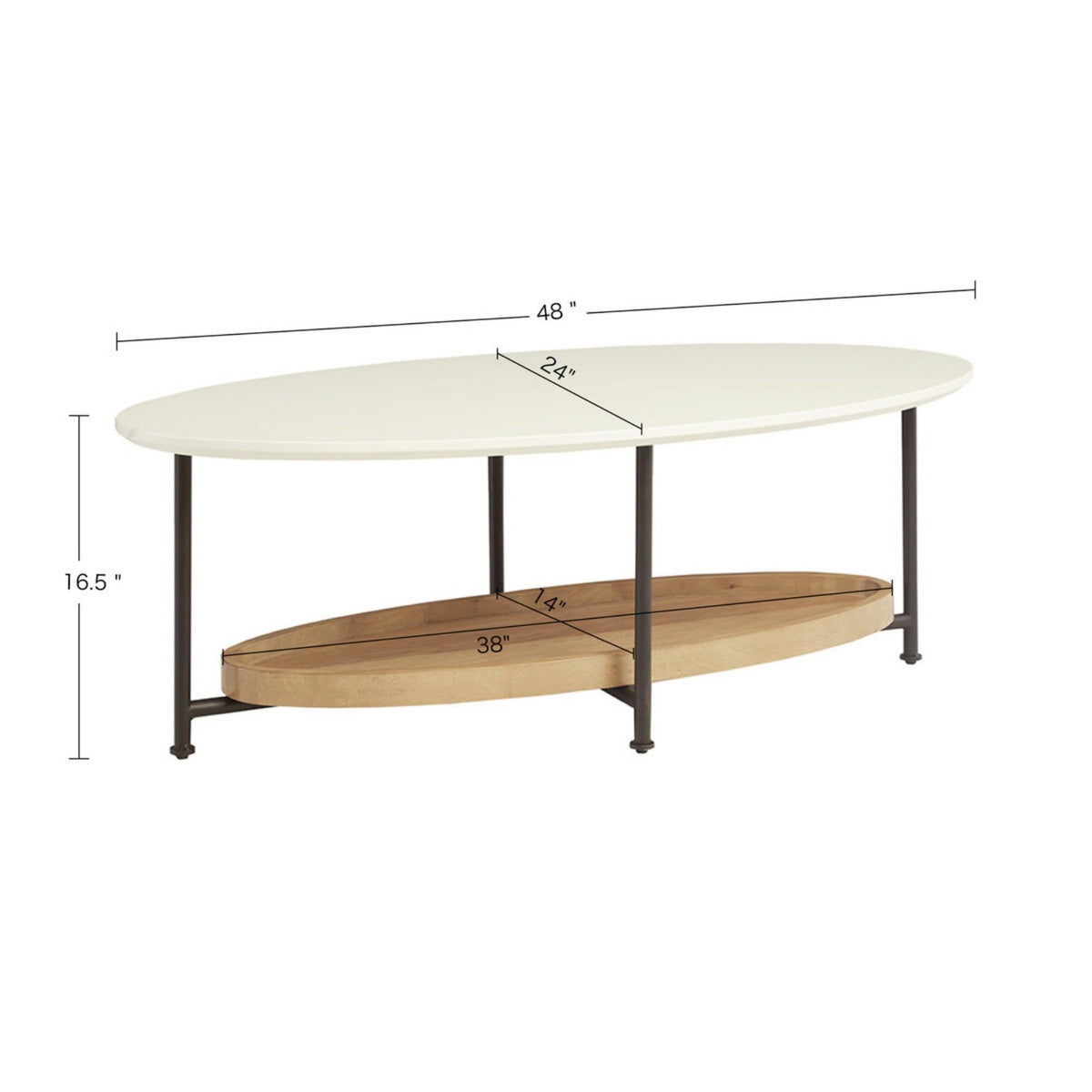 Oval Coffee Table - White / Natural