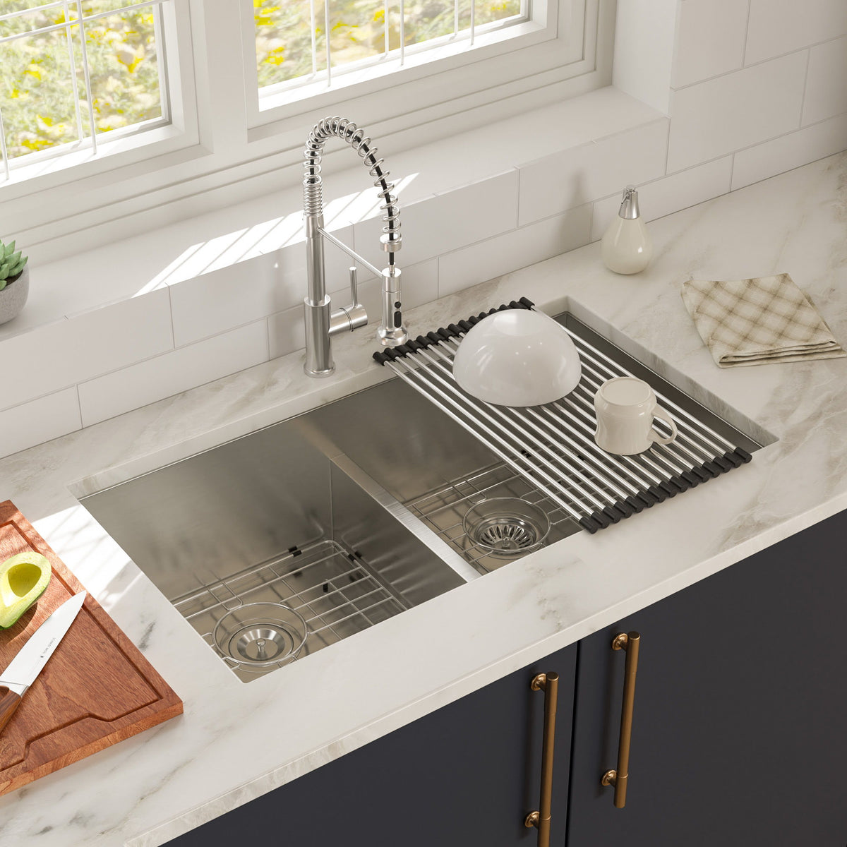 Modern Double Bowl Undermount Sink Design With 10" Deep Basins