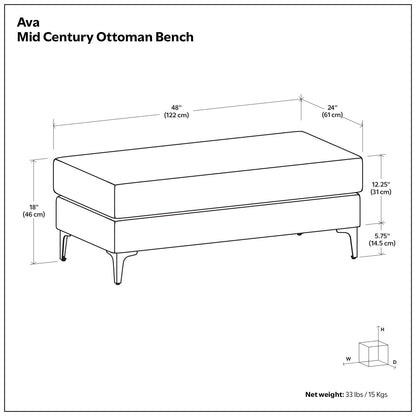 Ava - Versatile Mid Century Ottoman