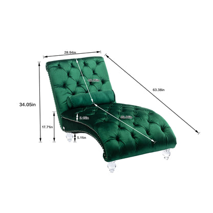 Chaise Lounge Indoor, Button Tufted Upholstered Chaise Lounge Chair With Pillow
