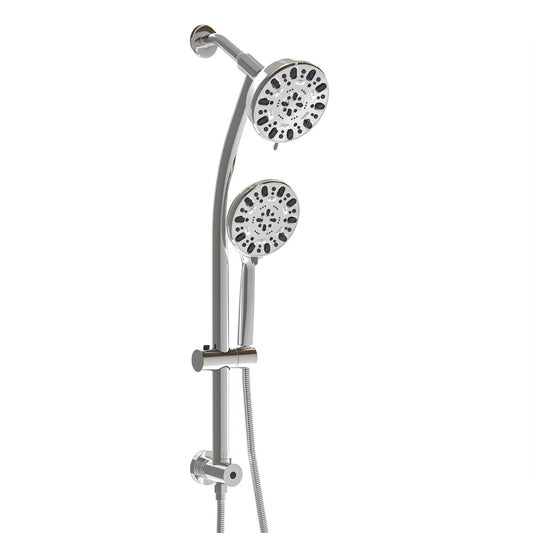 Multi Function Dual Shower Head Shower System With 4.7" Rain Showerhead, 7 Function Hand Shower, Adjustable Slide Bar