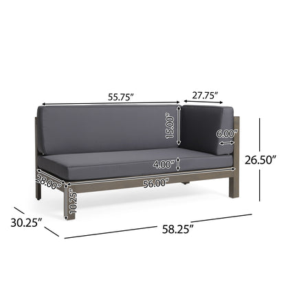 Aura - 2 Piece Outdoor Set With X Back Left Bench And Corner - Dark Gray