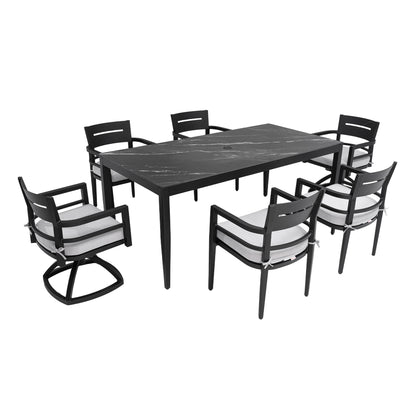 Modern Outdoor Patio Dining Set With Table And Chairs With Sunbrella Cushions
