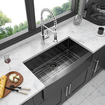 Farmhouse Kitchen Sink, Stainless Steel, Apron Front
