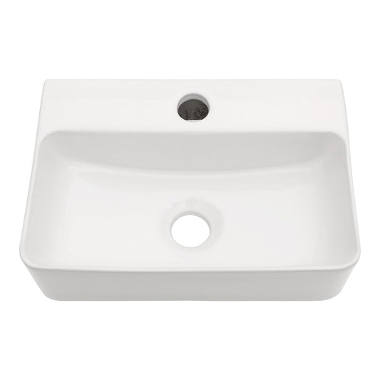 Ceramic Rectangle Wall Mount Bathroom Sink With Single Faucet Hole